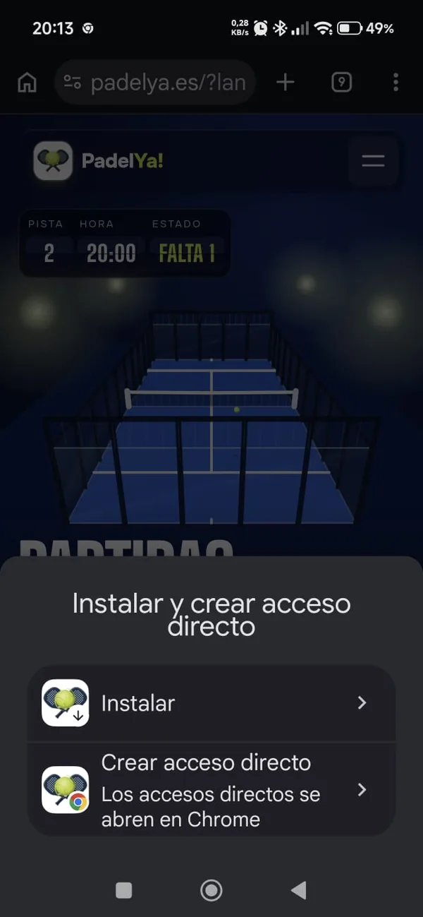 Hoja de Chrome con la opción Instalar
