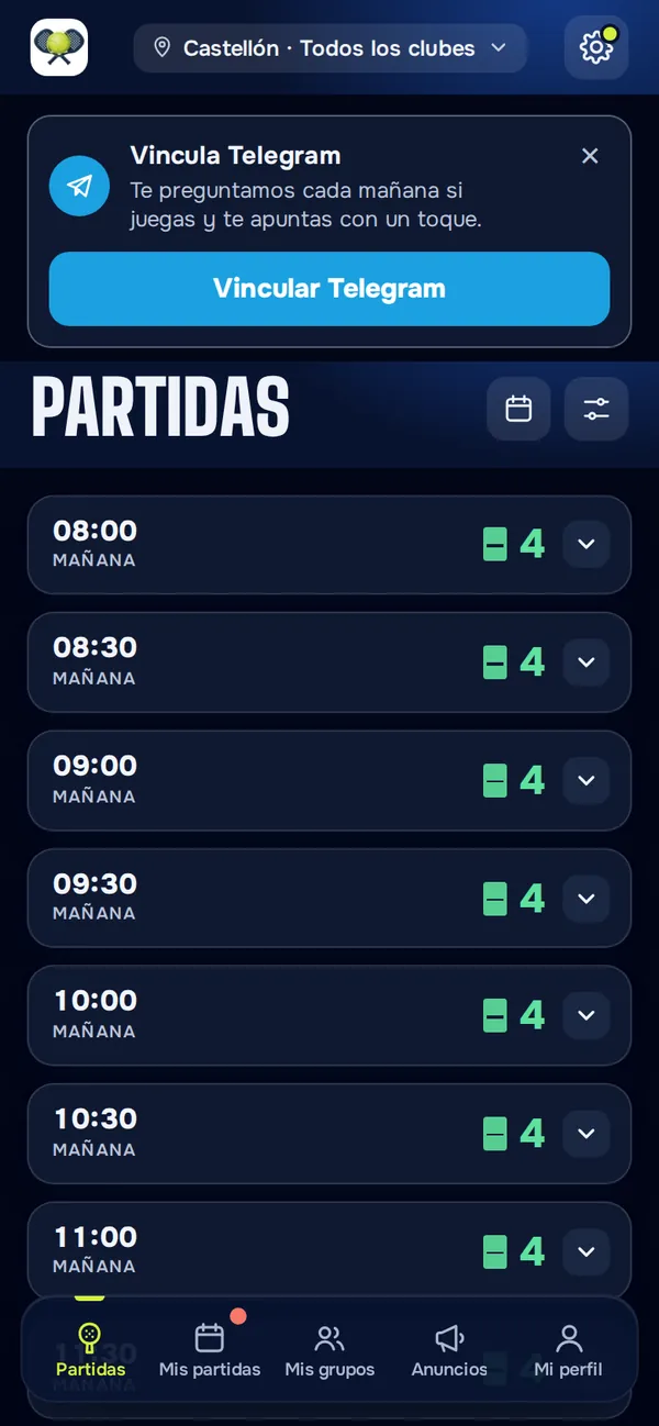 Aviso Vincula Telegram en Partidas